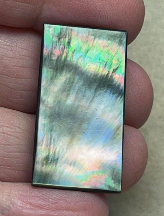 Rectangle 34x17mm Black Mother of Pearl Cabochon 05