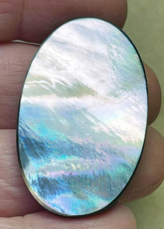 Oval 42x25mm Black Mother of Pearl Cabochon 06