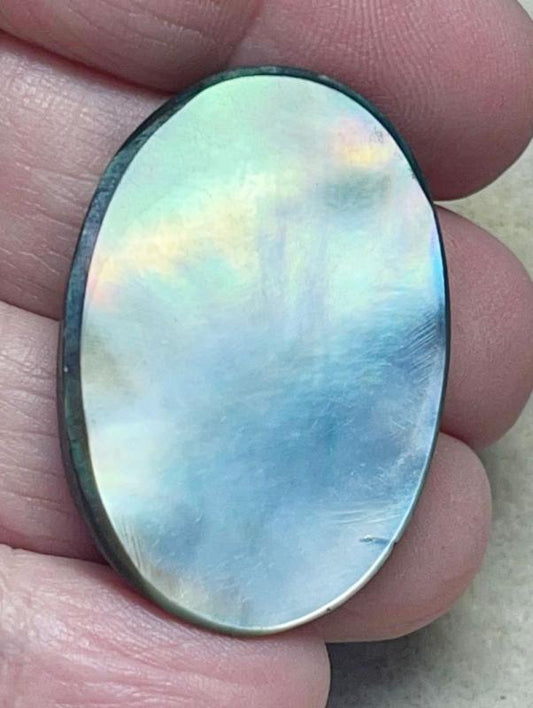 Oval 36x25mm Black Mother of Pearl Cabochon 08