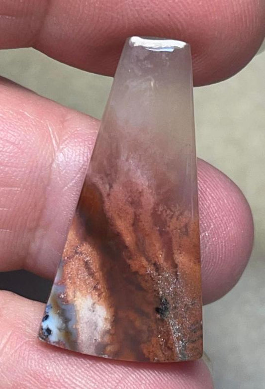 Freeform 32x17mm Natural Red Plume Agate Cabochon 74