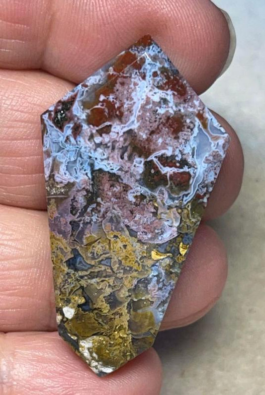 Freeform 44x23mm Faceted Indonesian Jasper Cabochon 22
