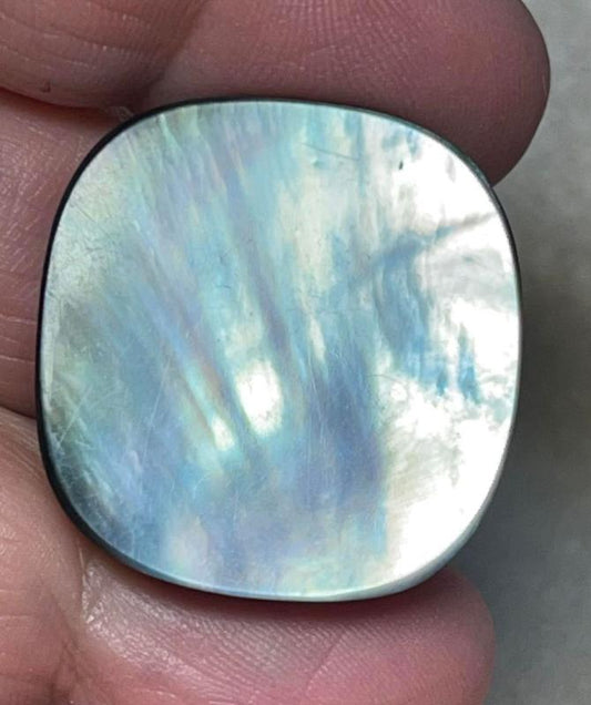 Freeform 26x26mm Black Mother of Pearl Cabochon 28