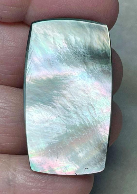 Freeform 38x20mm Black Mother of Pearl Cabochon 33