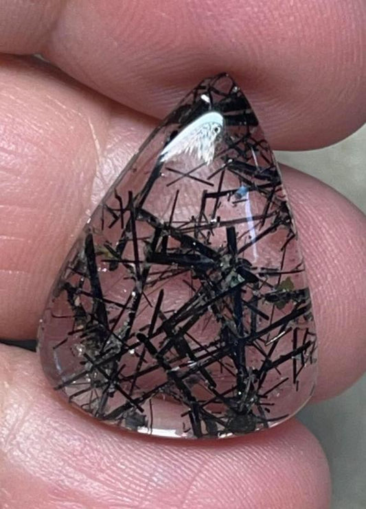 Teardrop 25x19mm Tourmalated Quartz Cabochon 30