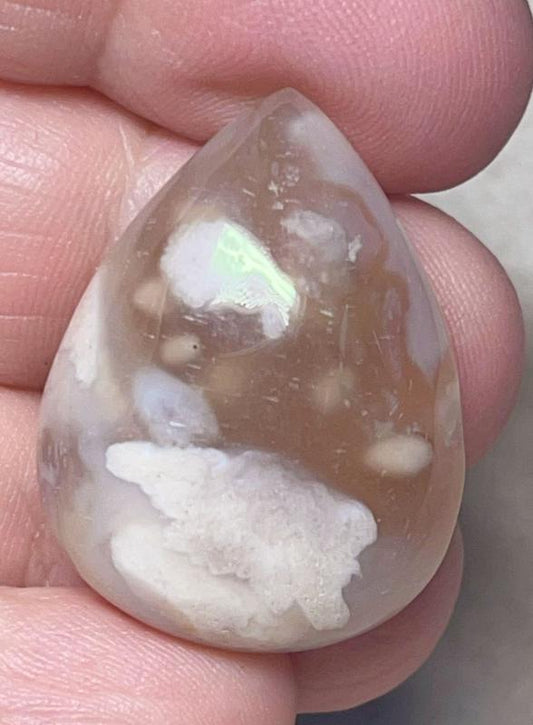 Teardrop 31x23mm Cherry Blossom Agate Cabochon 01