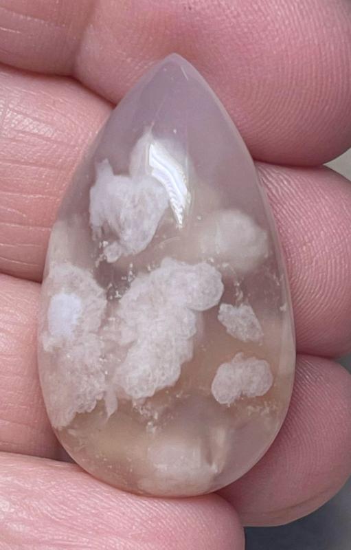 Teardrop 34x20mm Cherry Blossom Agate Cabochon 07
