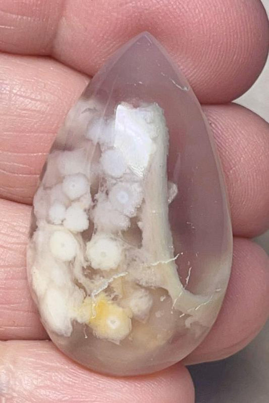 Teardrop 38x22mm Cherry Blossom Agate Cabochon 12