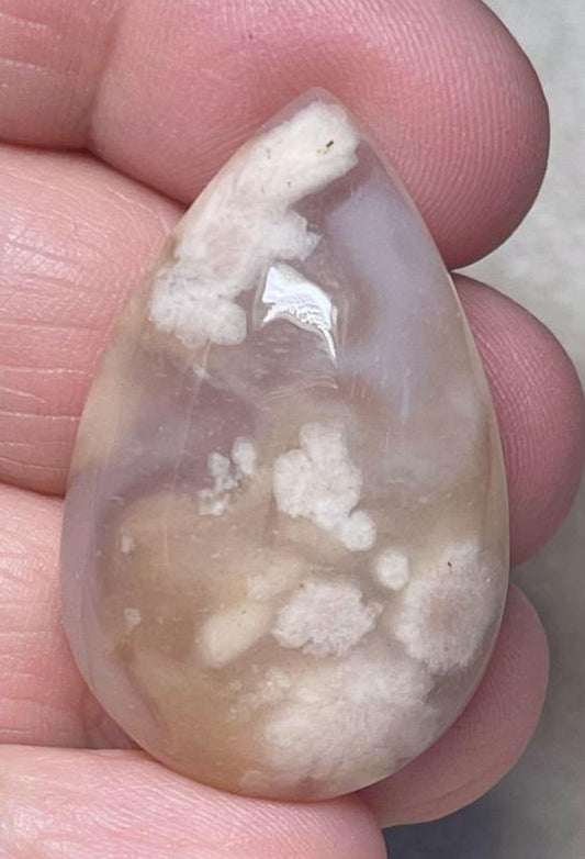 Teardrop 37x23mm Cherry Blossom Agate Cabochon 17
