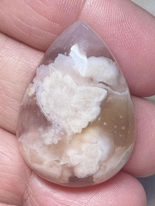 Teardrop 33x23mm Cherry Blossom Agate Cabochon 21