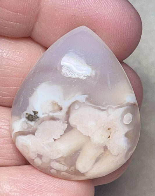 Teardrop 33x28mm Cherry Blossom Agate Cabochon 24