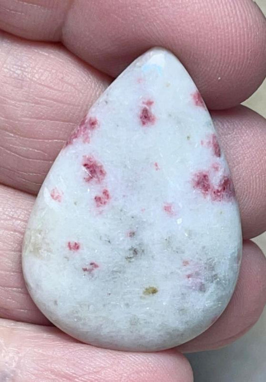 Teardrop 36x25mm Cinnabar in Quartz Cabochon 11