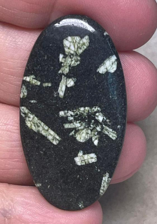 Oval 43x23mm Chinese Writing Stone Cabochon 02