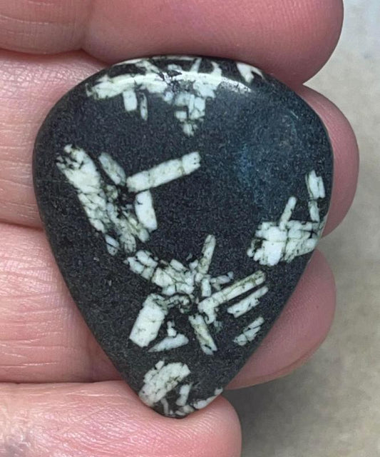 Teardrop 35x28mm Chinese Writing Stone Cabochon 03