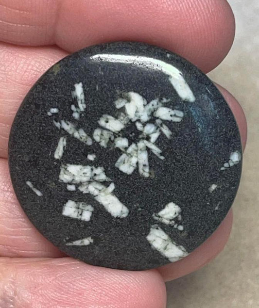 Round 32x32mm Chinese Writing Stone Cabochon 09
