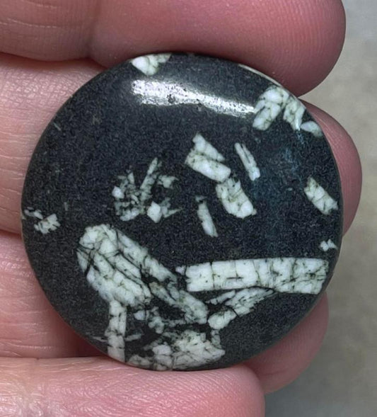 Round 31x31mm Chinese Writing Stone Cabochon 17