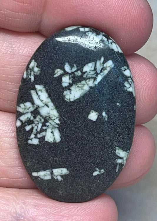Oval 38x25mm Chinese Writing Stone Cabochon 22