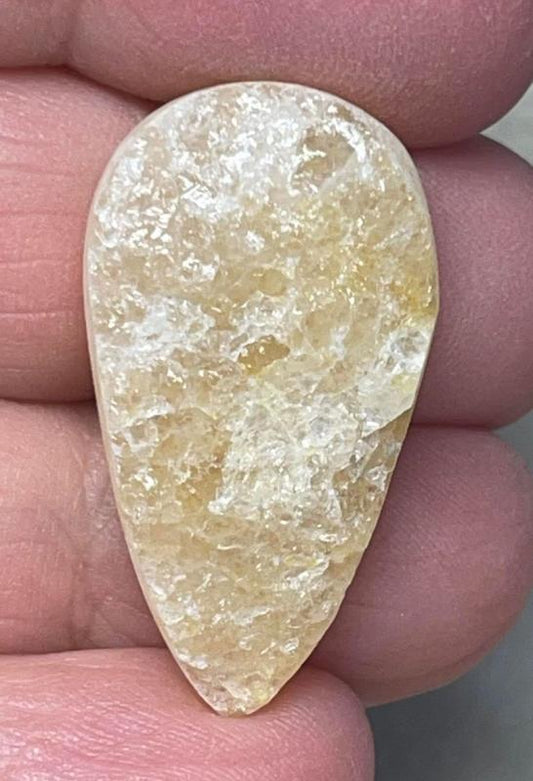 Teardrop 31x17mm Himalayan Druzy Citrine Cabochon 01