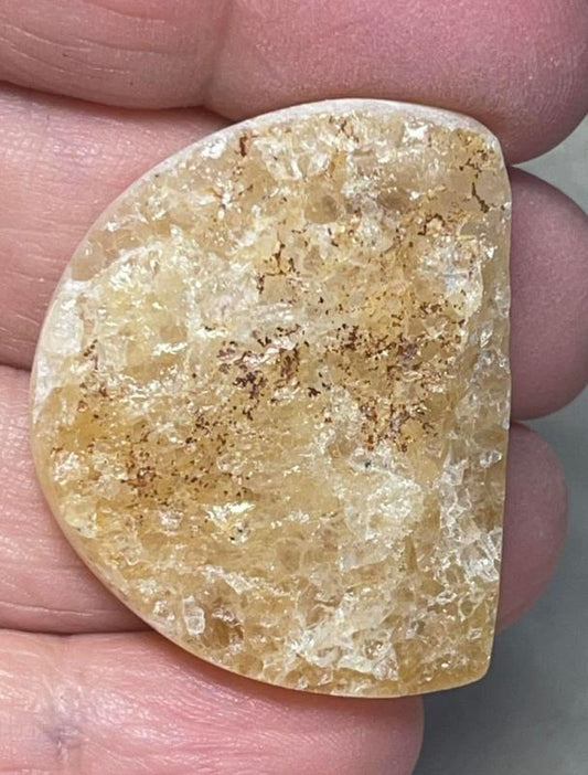 Freeform 35x28mm Himalayan Druzy Citrine Cabochon 05