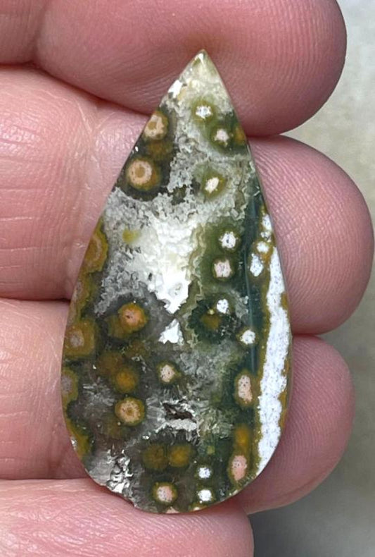 Teardrop 36x18mm Ocean Jasper Cabochon 102