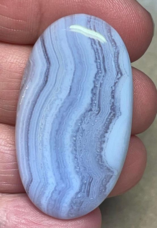 Oval 43x24mm Blue Lace Agate Cabochon 45
