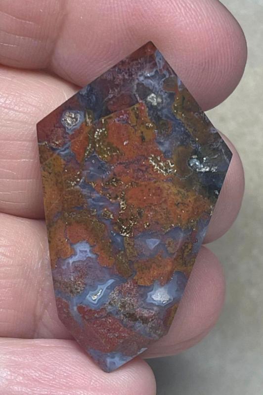 Freeform 40x23mm Faceted Indonesian Jasper Cabochon 23
