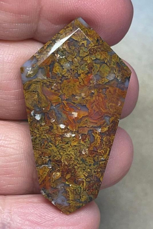 Freeform 43x24mm Faceted Indonesian Jasper Cabochon 25