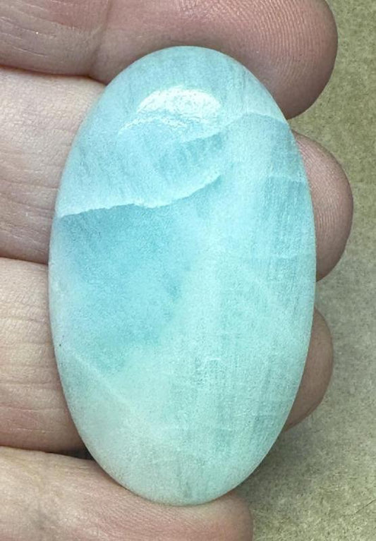Oval 44x25mm Caribbean Blue Calcite Cabochon 11