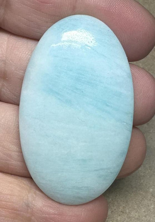 Oval 48x28mm Caribbean Blue Calcite Cabochon 22