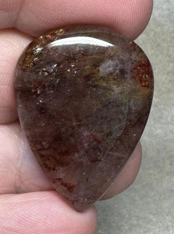 Teardrop 34x24mm Hematoid Fire Quartz Cabochon 34