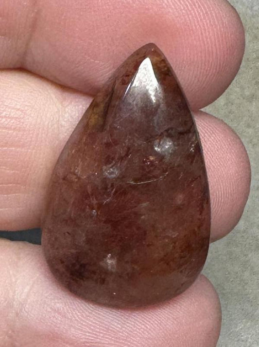 Teardrop 29x18mm Hematoid Fire Quartz Cabochon 52