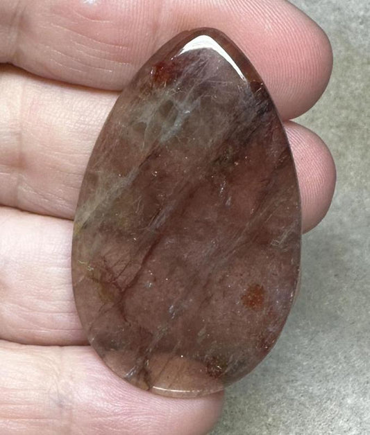 Teardrop 46x28mm Hematoid Fire Quartz Cabochon 54