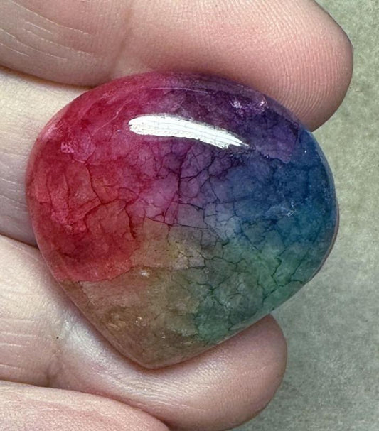 Teardrop 30x30mm Rainbow Solar Quartz Cabochon 01
