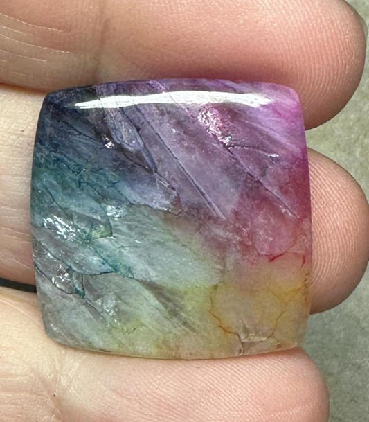 Square 25x25mm Rainbow Solar Quartz Cabochon 05