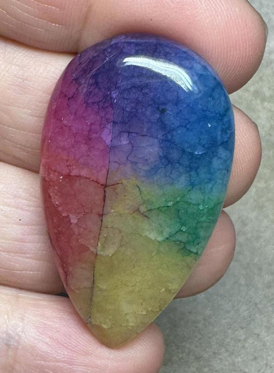 Teardrop 43x24mm Rainbow Solar Quartz Cabochon 06