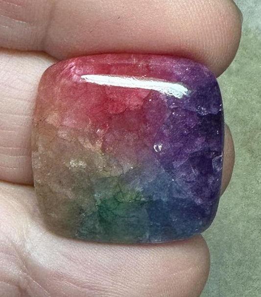 Square 24x24mm Rainbow Solar Quartz Cabochon 12