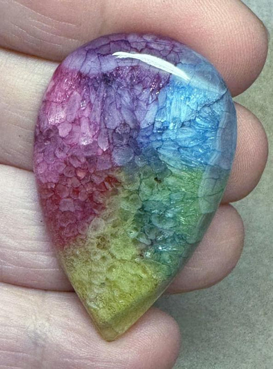 Teardrop 45x28mm Rainbow Solar Quartz Cabochon 13