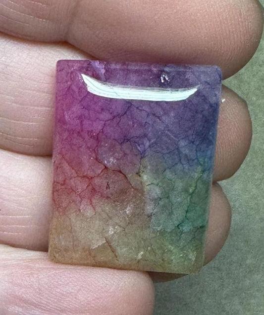 Rectangle 27x20mm Rainbow Solar Quartz Cabochon 19
