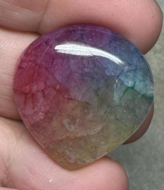 Teardrop 28x27mm Rainbow Solar Quartz Cabochon 24