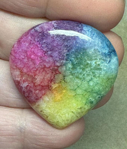 Teardrop 36x34mm Rainbow Solar Quartz Cabochon 27