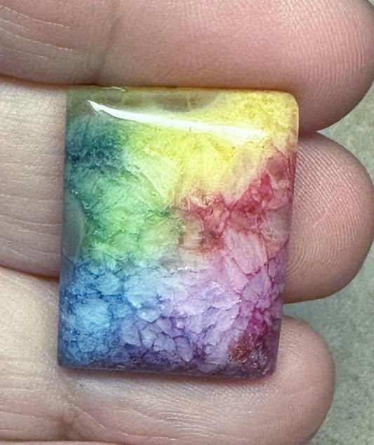 Rectangle 25x19mm Rainbow Solar Quartz Cabochon 28