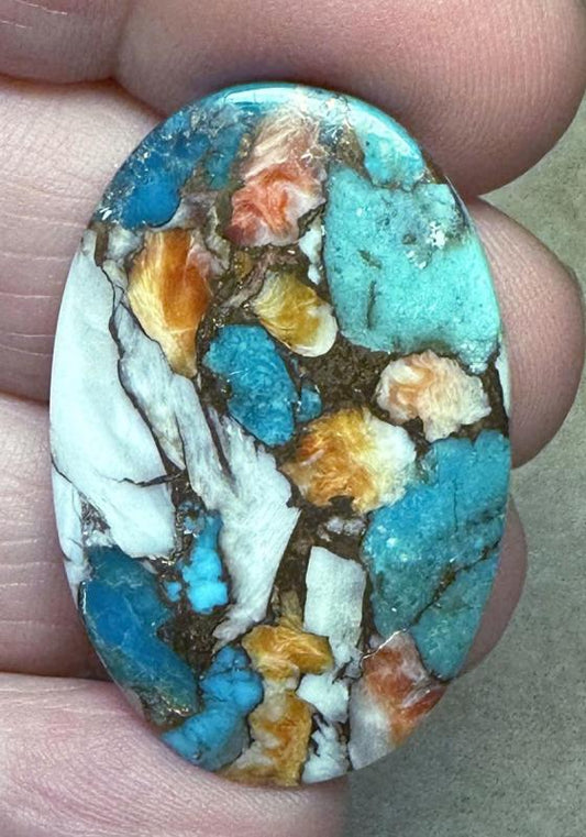 Oval 38x24mm Spiny Oyster Turquoise Cabochon 54
