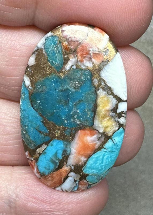 Oval 36x22mm Spiny Oyster Turquoise Cabochon 56