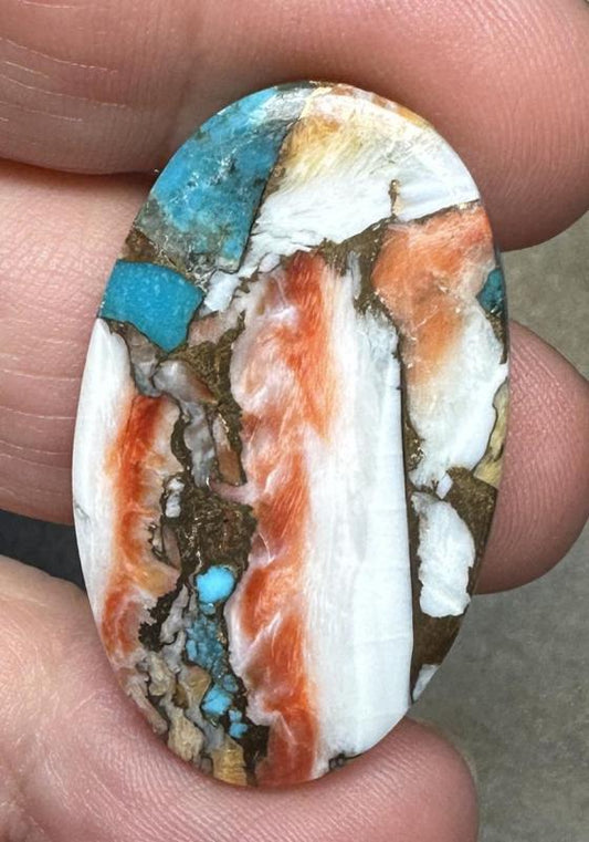 Oval 36x21mm Spiny Oyster Turquoise Cabochon 57