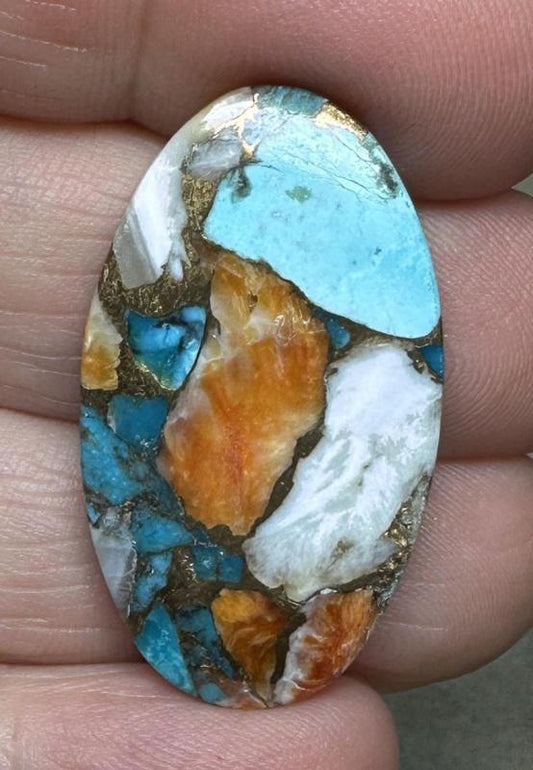 Oval 34x19mm Spiny Oyster Turquoise Cabochon 59