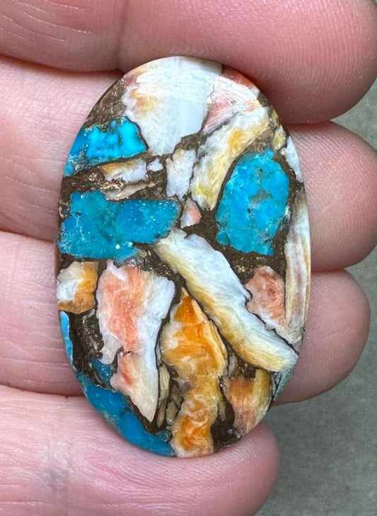 Oval 38x24mm Spiny Oyster Turquoise Cabochon 62