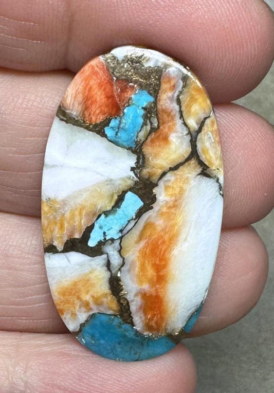 Oval 38x21mm Spiny Oyster Turquoise Cabochon 64