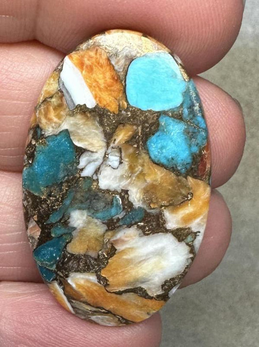 Oval 36x23mm Spiny Oyster Turquoise Cabochon 65