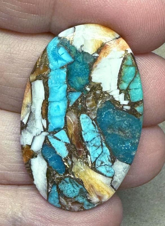Oval 37x23mm Spiny Oyster Turquoise Cabochon 66