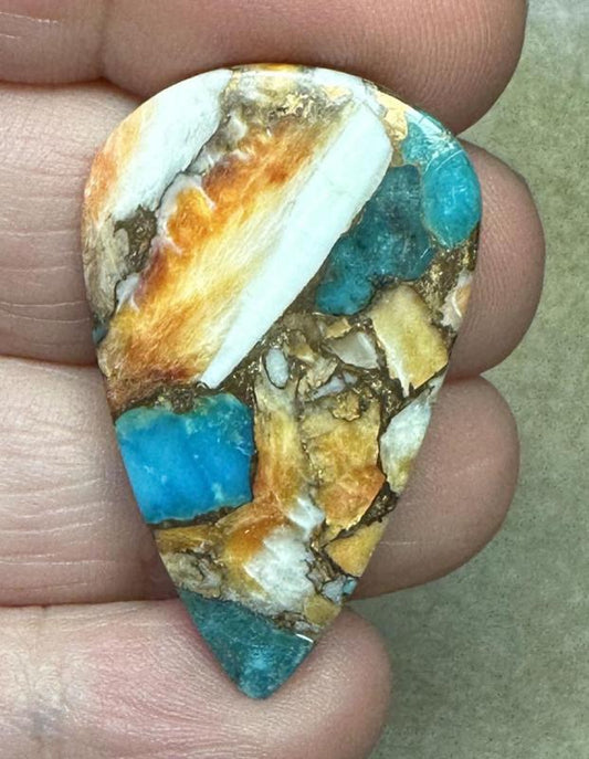 Teardrop 37x22mm Spiny Oyster Turquoise Cabochon 67
