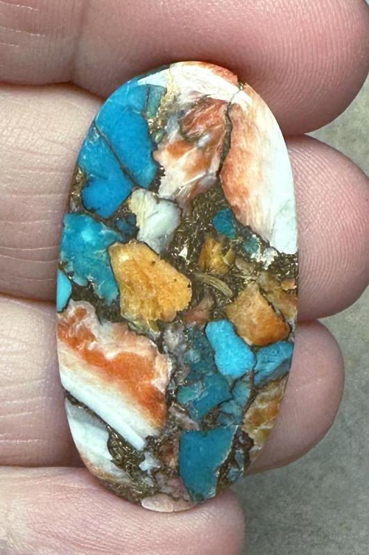 Oval 38x19mm Spiny Oyster Turquoise Cabochon 68